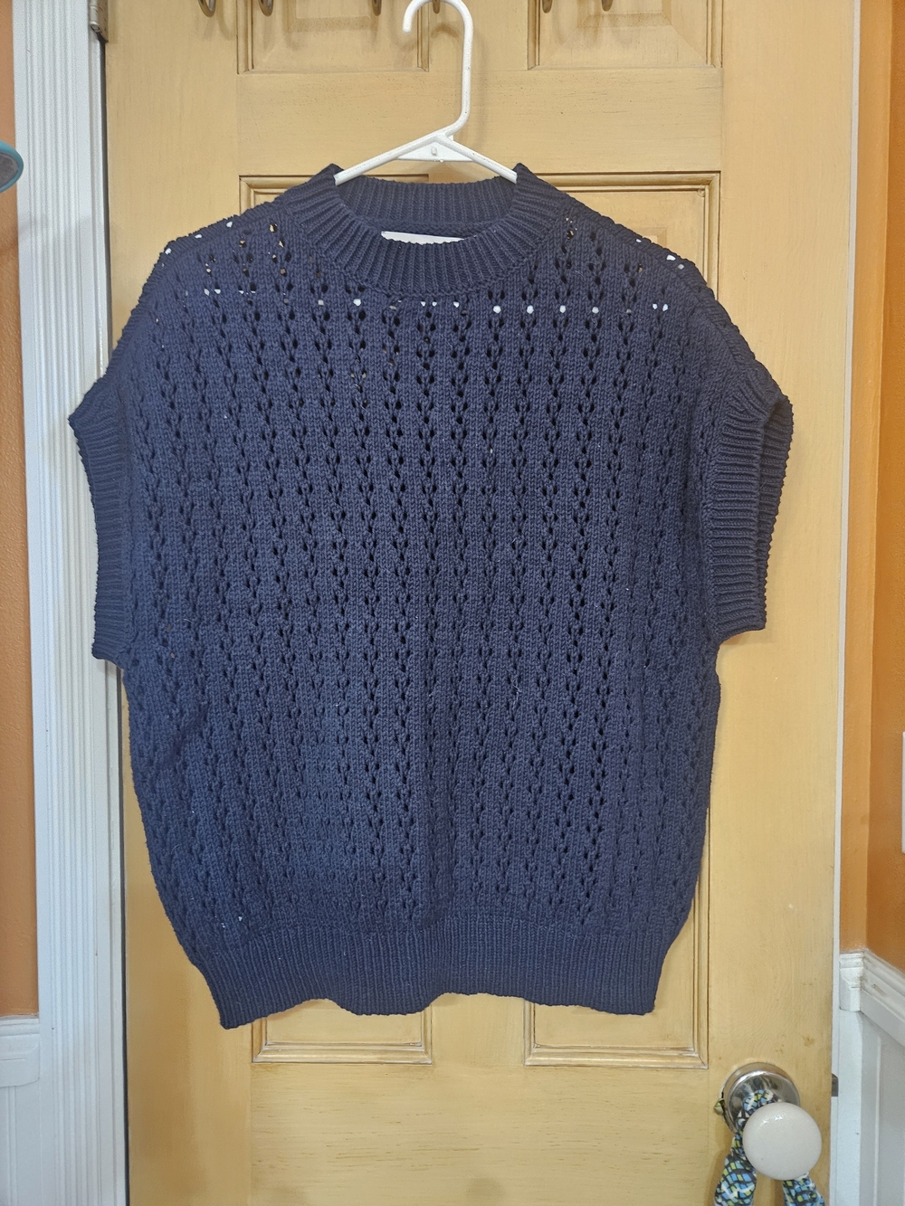 Loft Navy Knit Short-Sleeve Sweater Vest
